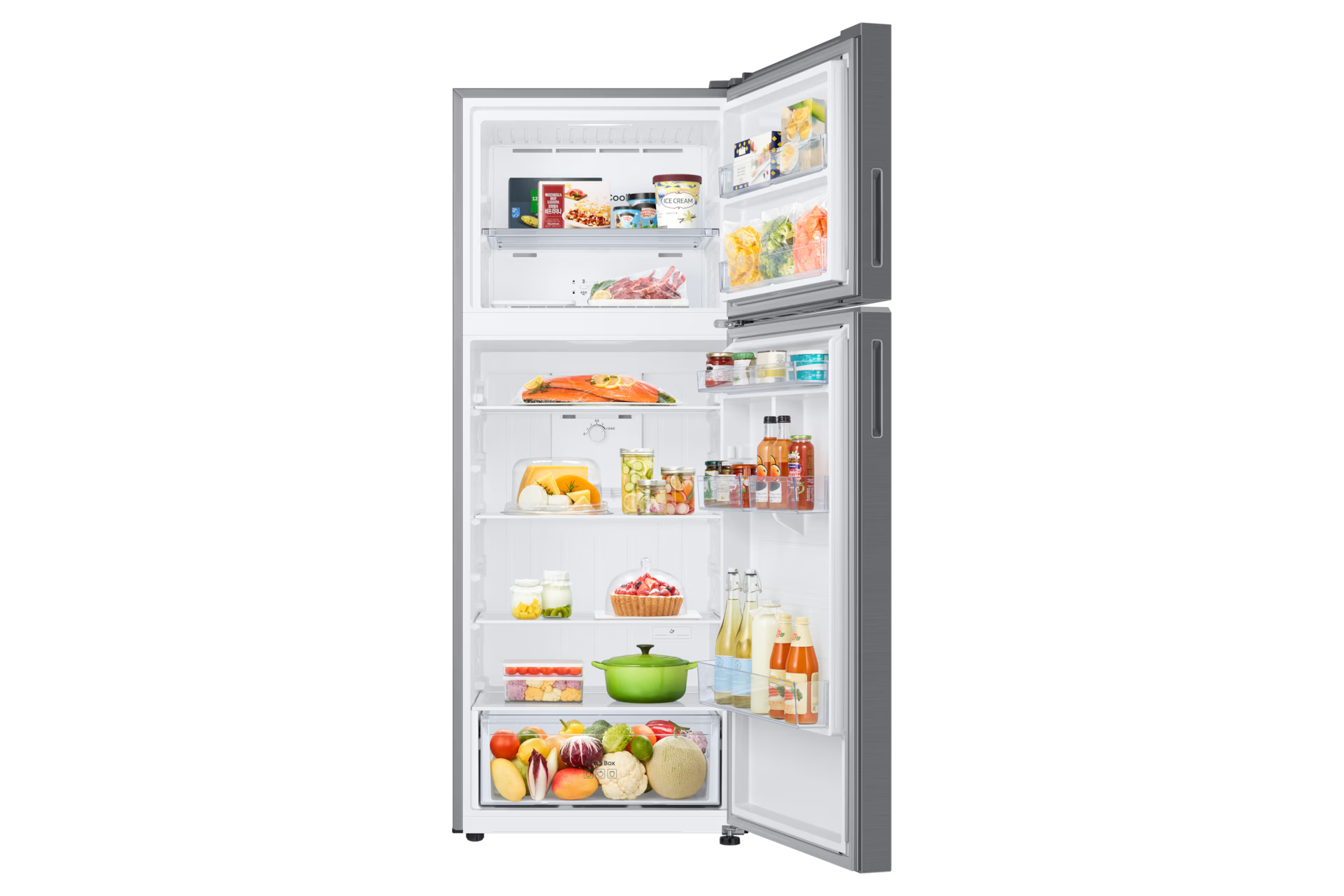 ثلاجة سامسونج بفريزر علوي، سعة 463 لترًا، موديل RT47CG6002S9IQ، فضية اللون