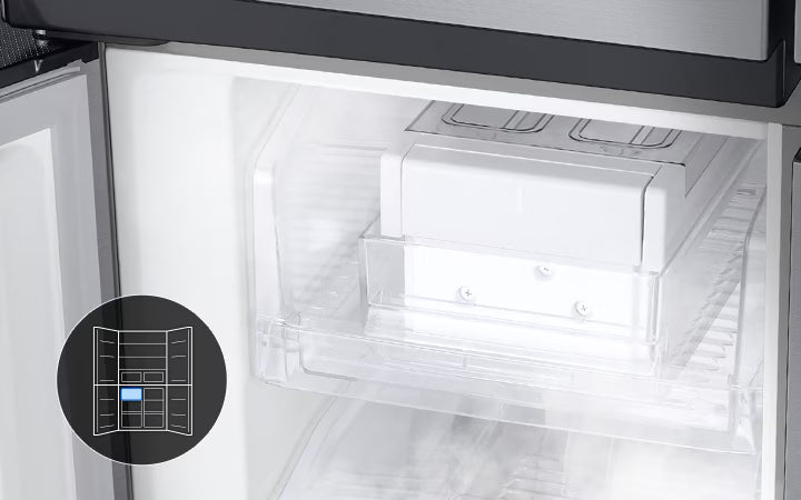 Samsung 4-Door Refrigerator 466L – Twin Cooling Plus, Water Dispenser, Silver, RF48A4010M9/LV