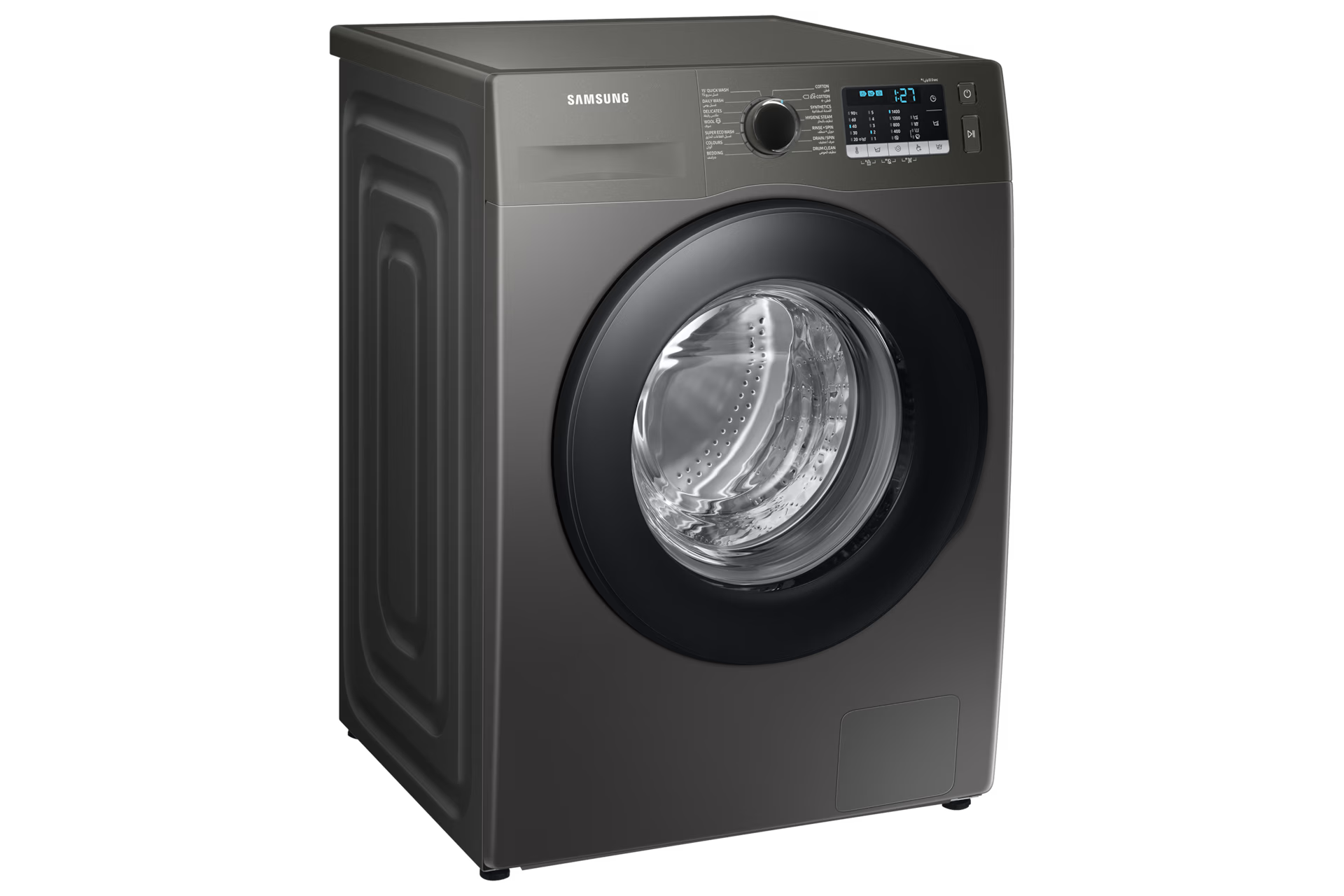 غسالة سامسونج تحميل أمامي سعة 9 كجم، 1400 دورة في الدقيقة WW90TA046AX، مصنوعة من الفولاذ المقاوم للصدأ