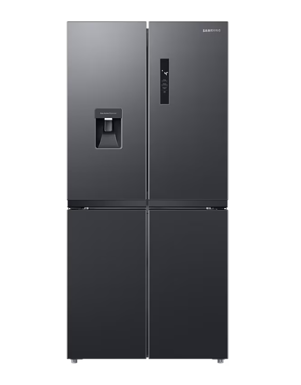 Samsung 4-Door Refrigerator 466L – Twin Cooling Plus, Water Dispenser, Gentle Black Matt, RF48A4010B4/LV