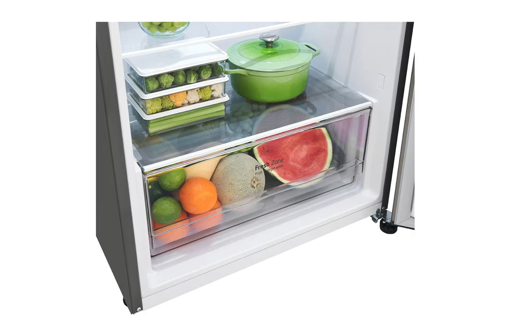 ثلاجة إل جي بفريزر علوي 423 لتر – | LinearCooling™ | Door Cooling+، طراز GLB-582GVWP، أبيض