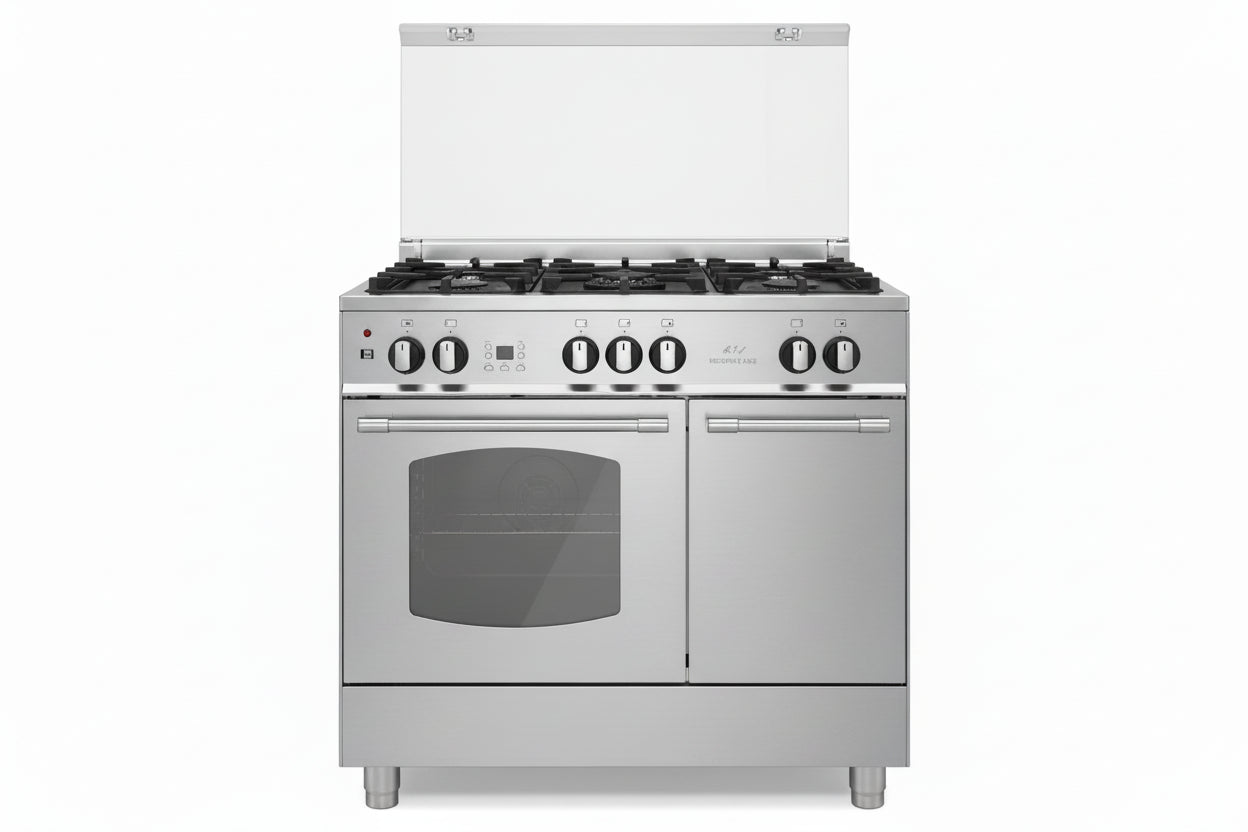 طباخ غاز قائم بذاته كوين شيف 90 سم، OG-9050SS، ستانلس ستيل