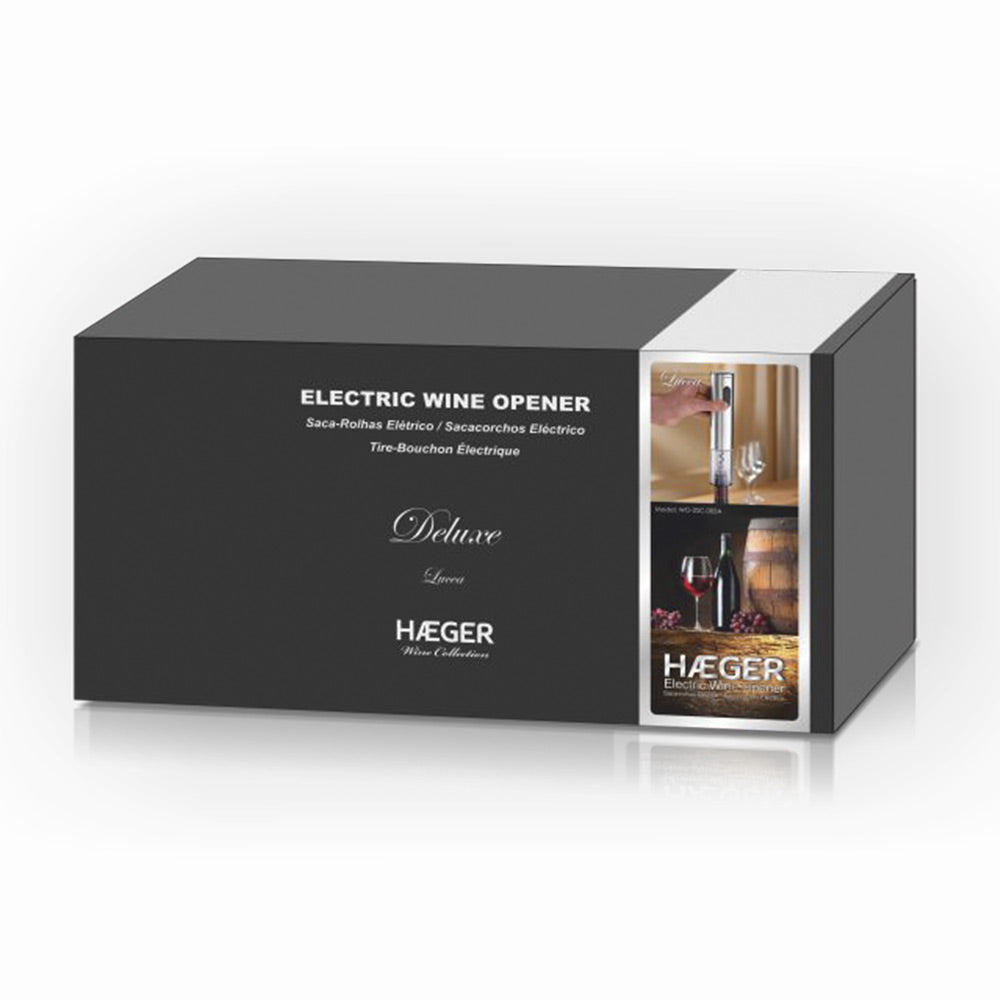 Haeger Corkscrew  Lucca Electric Rechargeable – INOX, LED Indicator, Charger & Foil Cutter, WO-0SC.005A