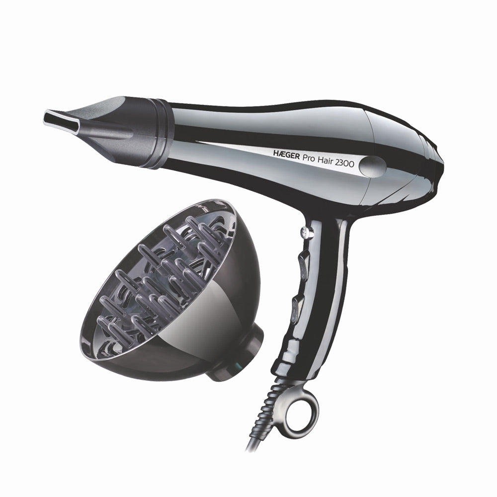 Haeger Hair Dryer 2300W Pro Hair Professional – 2 Speeds, 3 Temps, Concentrator & Diffuser,  HD-230.011B