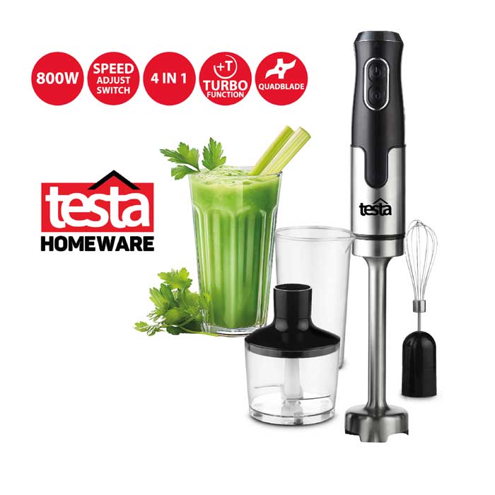 Hand Blender 4-in-1 Set - 800W, Beaker, Chopper, Whisk