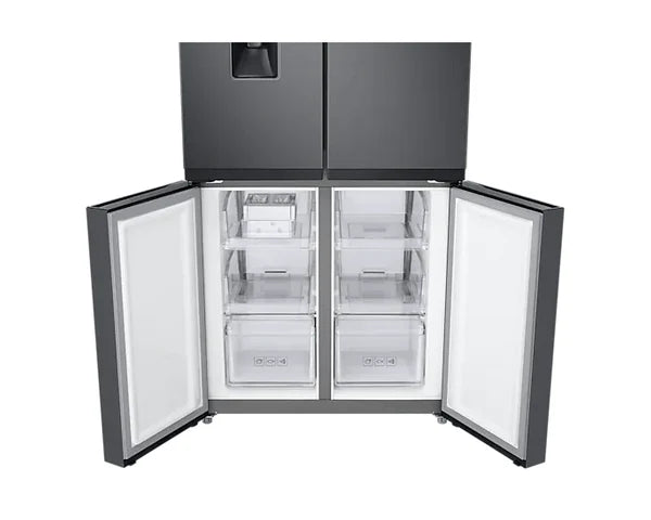Samsung 4-Door Refrigerator 466L – Twin Cooling Plus, Water Dispenser, Gentle Black Matt, RF48A4010B4/LV