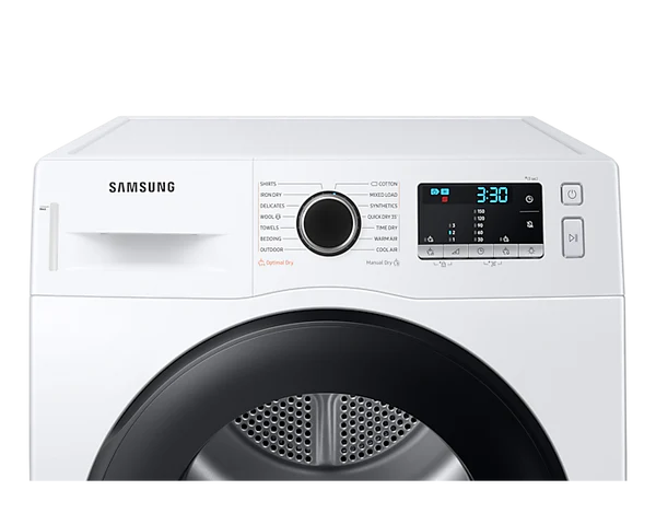 Samsung Dryer Heat Pump Condenser Tumble 9 KG  Series 5 White – A++ Energy, SensorDry, Diamond Drum | DV90TA040AE